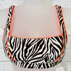 BECCA Zebra Print Bandeau Tie back Bralette Bikini Top Size Medium NWT $74